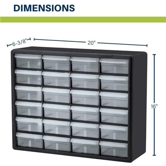 24 Drawer Plastic Storage Cabinet Organizer for Garage Crafts Tools Makeup - Picture 3 of 7
